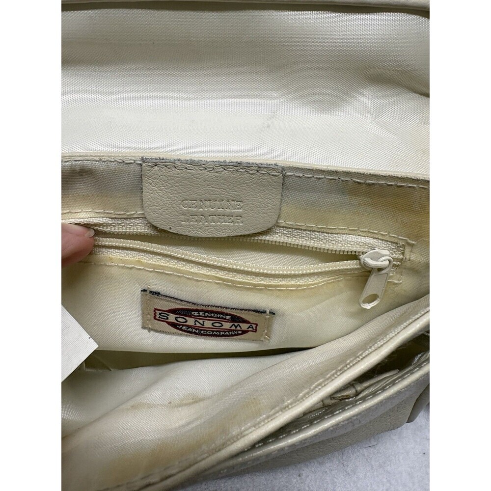 Vintage Sonoma Jean Company Off White Leather Cross Body Small Hand Bag - Picture 2 of 5